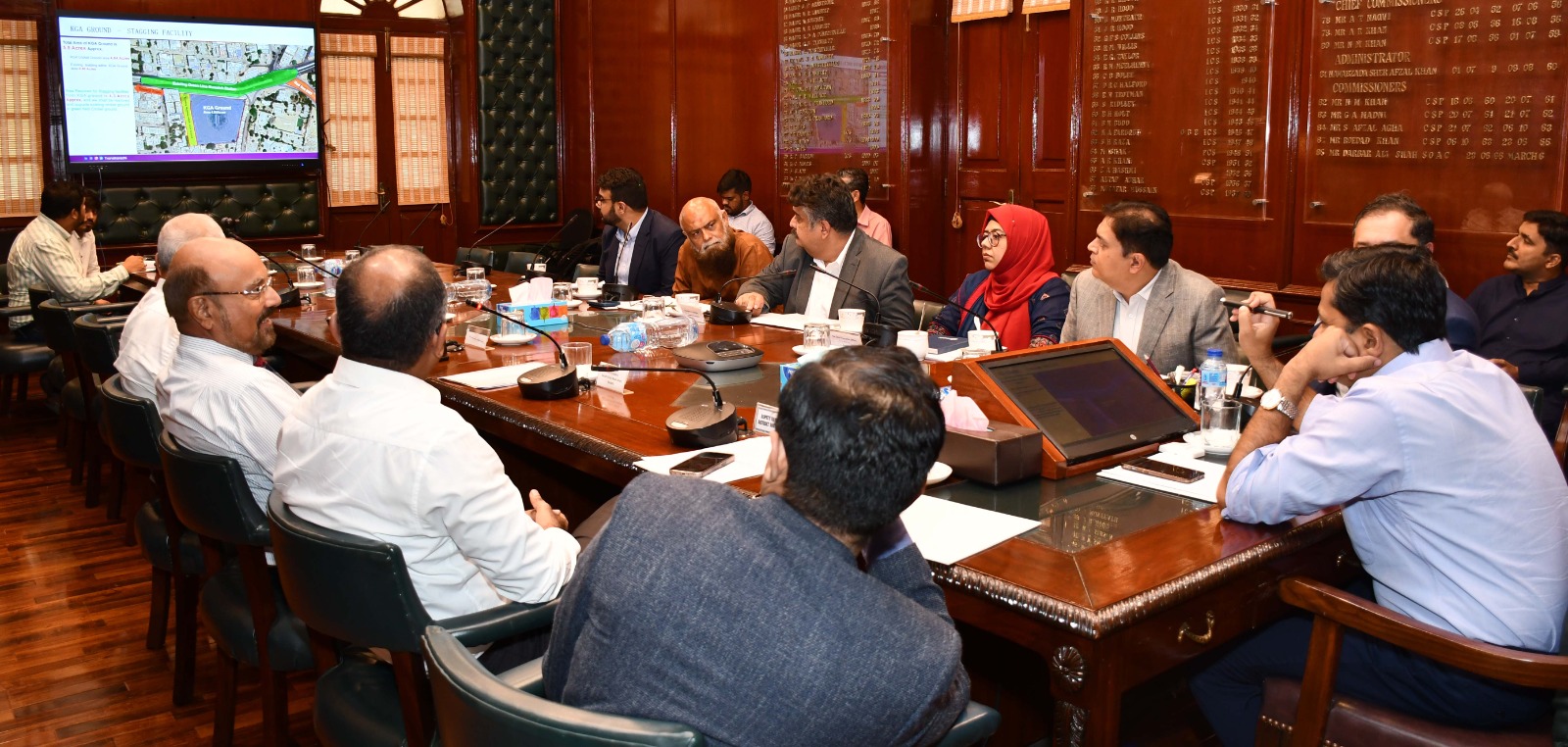 The Commissioner Karachi Syed Hassan Naqvi presided a meeting regarding staging facility at KGA ground on 24/06/2024