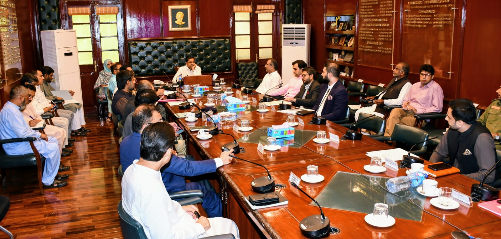 Commissioner Karachi Syed Hassan Naqvi chairs a review meeting regarding the preparation for upcoming monsoon and urban flooding here on 05/06/2024