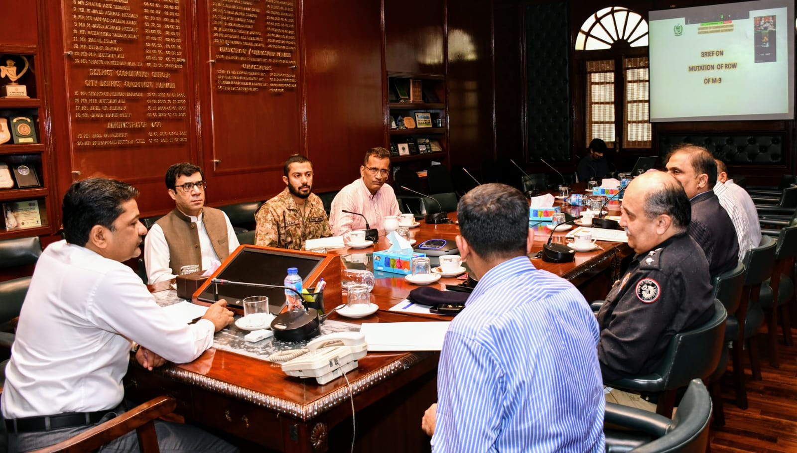 Commissioner Karachi Syed Hassan Naqvi chaired a follow-up meeting regarding Mutation of land issues of National Highway Authority (NHA), M9 Right way and removal of encroachment from both sides from Al-Asif Squre to Toll Plaza. The meeting attended by of