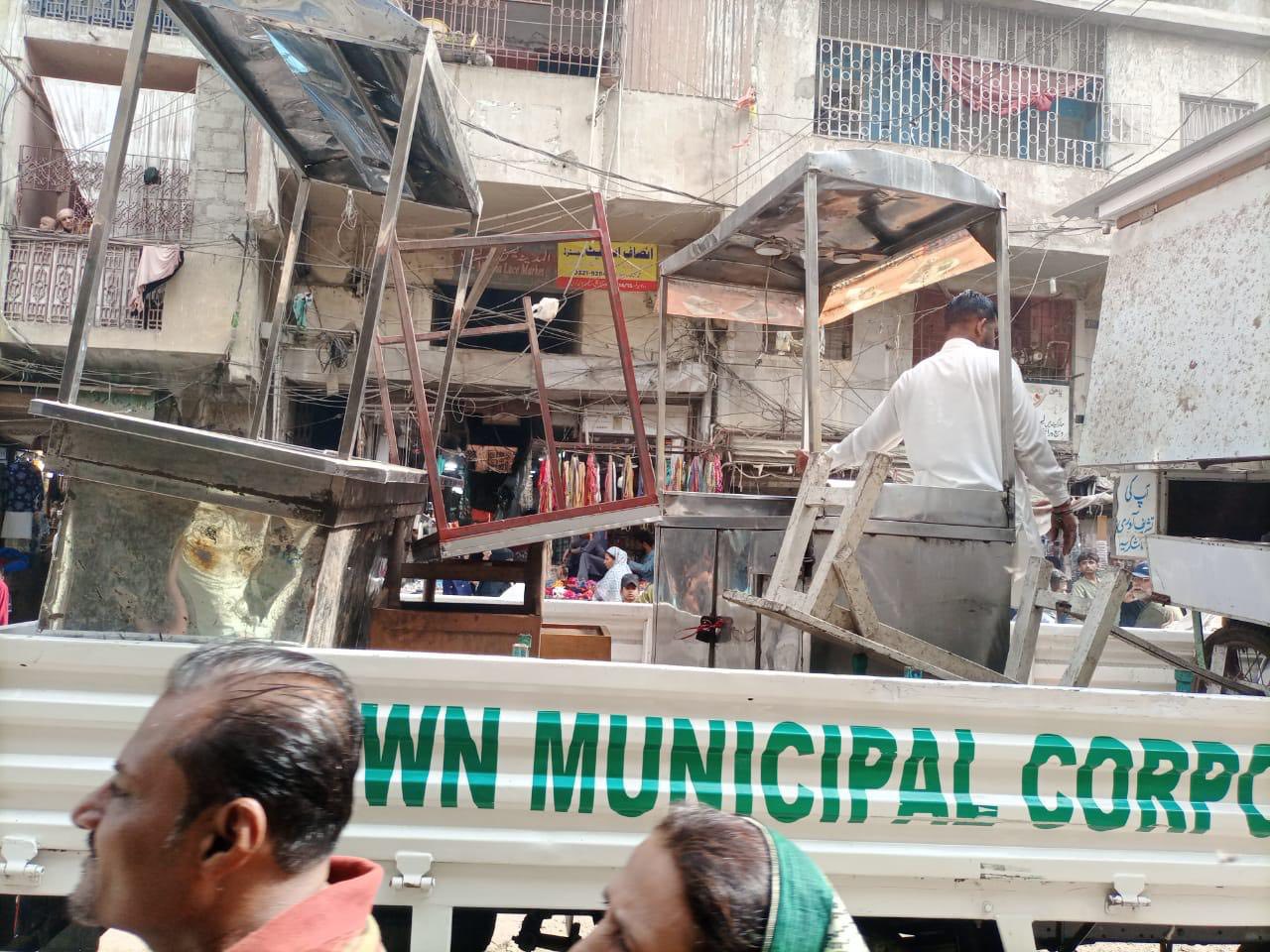 Anti encroachment operations are being carried in Baldia, Nazimabad and Garden.