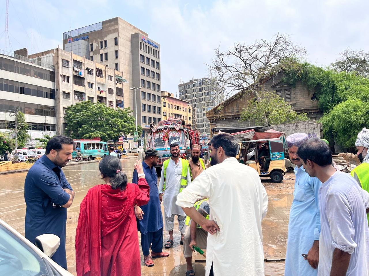 Assistant Commissioner Arambagh clearing water at Tower 