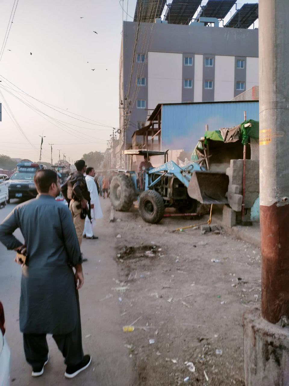 Hard and soft anti encroachment drive was carried out at Main national highway, Malir Halt, Kala Board and Malir 15.
