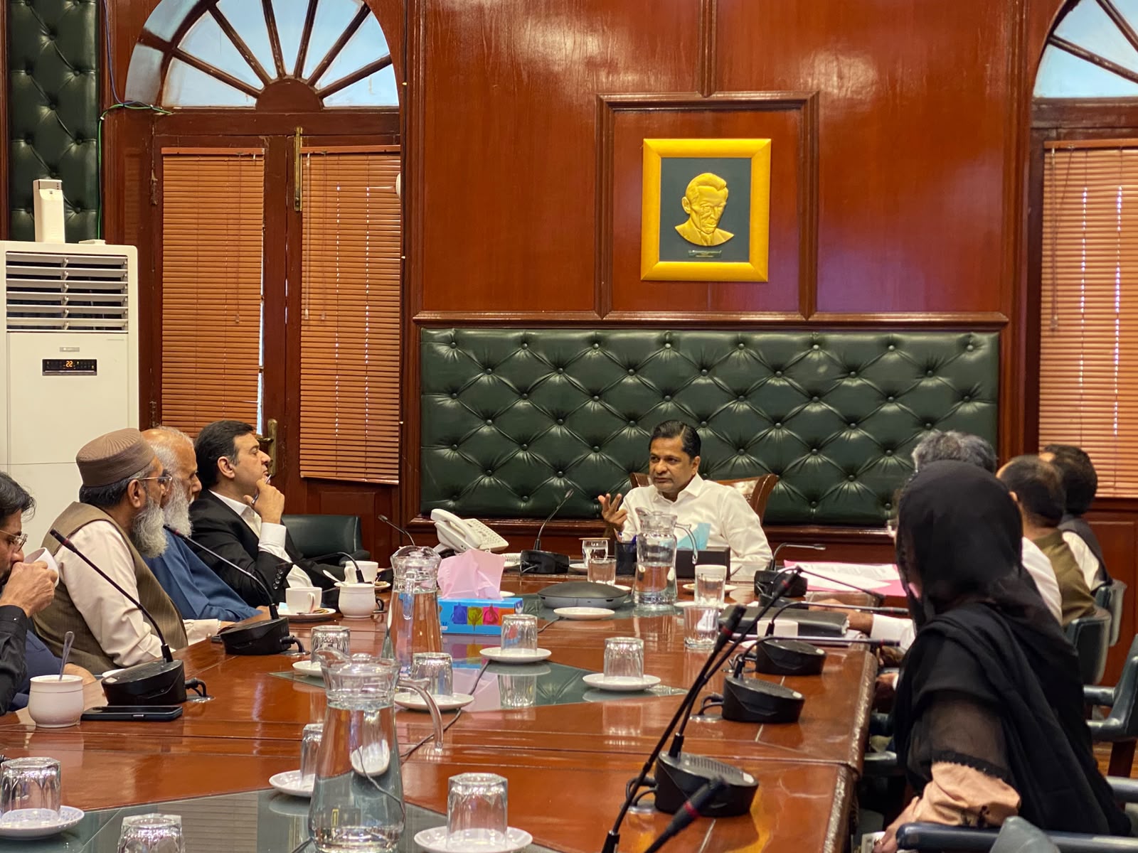 Commissioner Karachi Syed Hassan Naqvi chaired a meeting with representatives of the Food Department, District Administration, and flour mill owners